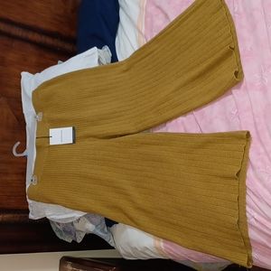 Who What Wear Gold knitted wide leg pallazo pants NWT